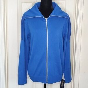 NWT Ralph Lauren Polo Golf Cashmere Sweater Size Medium Full Zip Up Blue Color